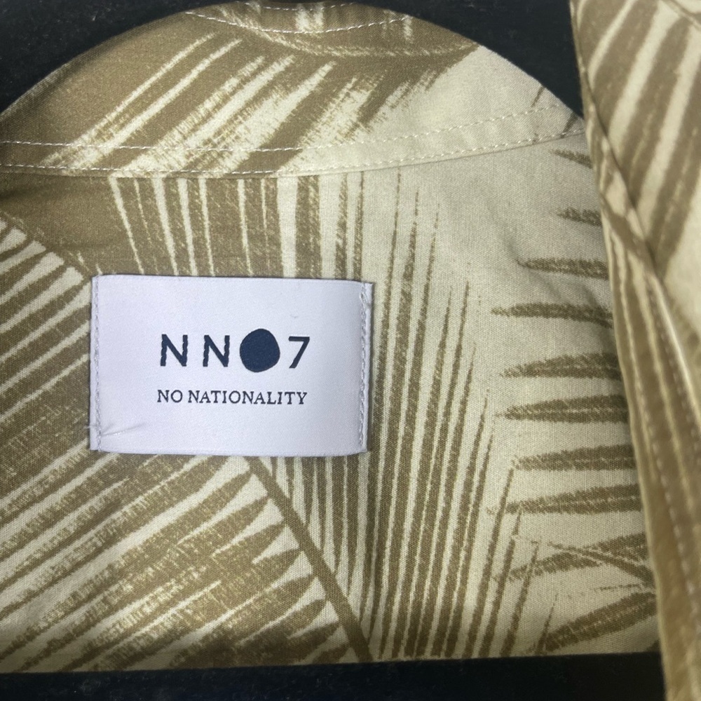 NNO7 No Nationality Button Up Gray ShortSleeve Men'Tropical Leaf Print Shirt XXL - Picture 5 of 9